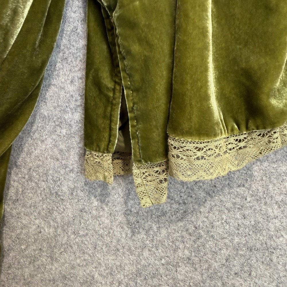 Free People Bed Velvet Jacket Small Medium Oversized Lace Trim Slouchy Front Tie - Picture 5 of 15